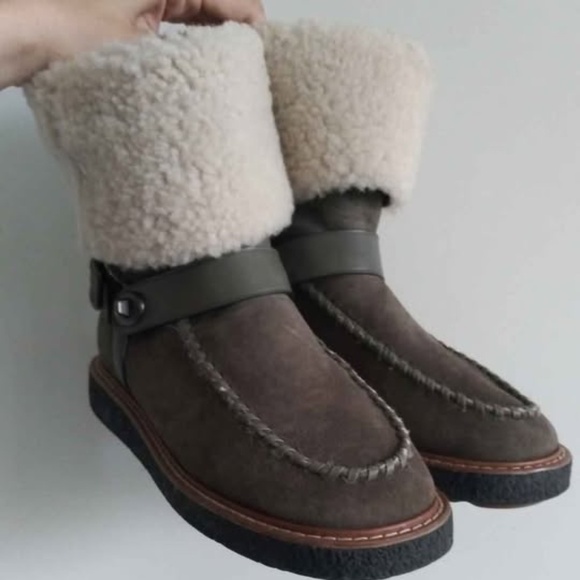 Coach Moto Genuine Shearling Boots size 8B - Picture 3 of 10